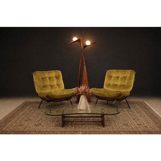 Pair of “Costela” Armchairs in Brazilian Hardwood & Olive Mohair, by Martin Eisler, Brazil, 1956 For Sale - Image 11 of 18