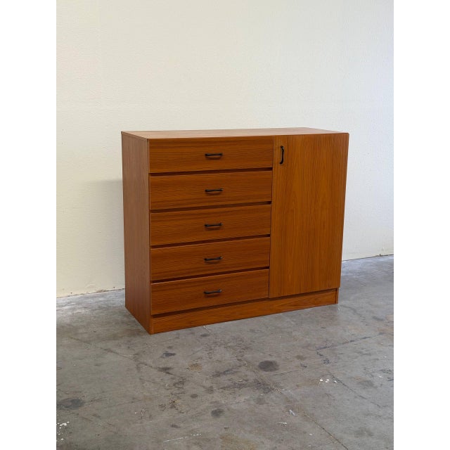 Mid-Century Modern 1960s Danish Mid Century Teak Gentleman’s Chest Tall Dresser Wardrobe Cabinet For Sale - Image 3 of 10