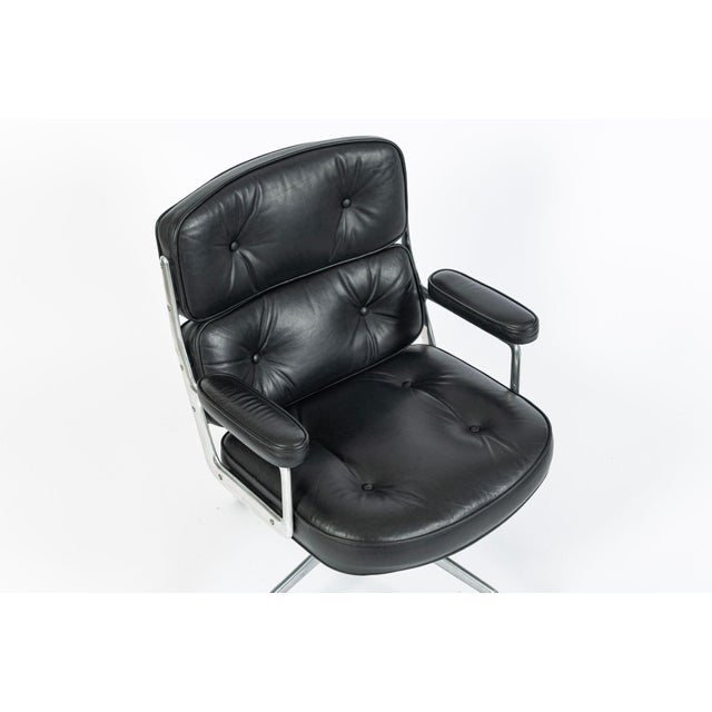 Eames Time Life Executive Lobby Chair Herman Miller Black Leather Office Chair For Sale - Image 9 of 15