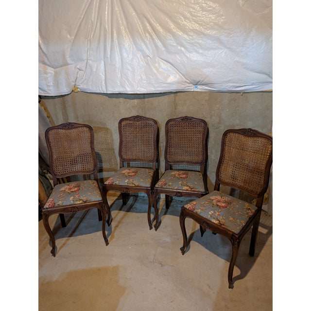 1920s French Louis XV Style Set of Four (4) Cane Back Dining Chairs For Sale - Image 14 of 15