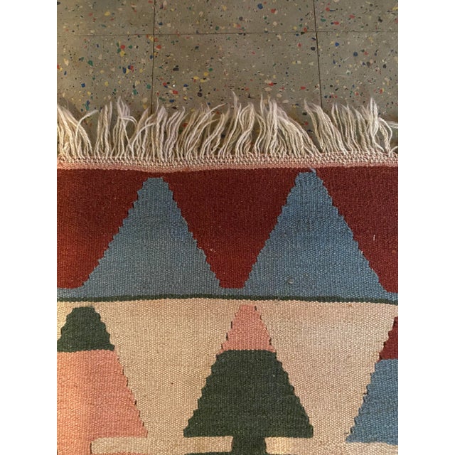 1900 - 1909 Vintage Handwoven Wool Flat Weave Fringed Turkish Rug For Sale - Image 5 of 6