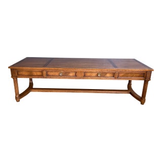 Midcentury Drexel Wood Coffee Table With Brass Pulls For Sale