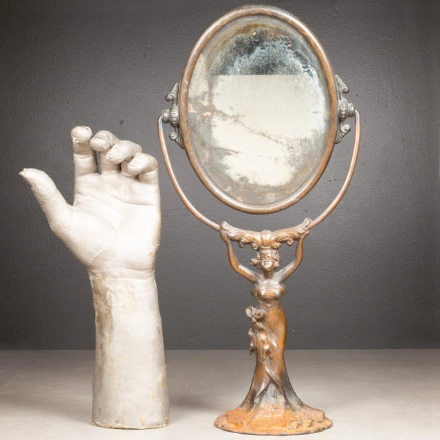 Metal Art Nouveau Copper Vanity Mirror C.1920 For Sale - Image 7 of 7