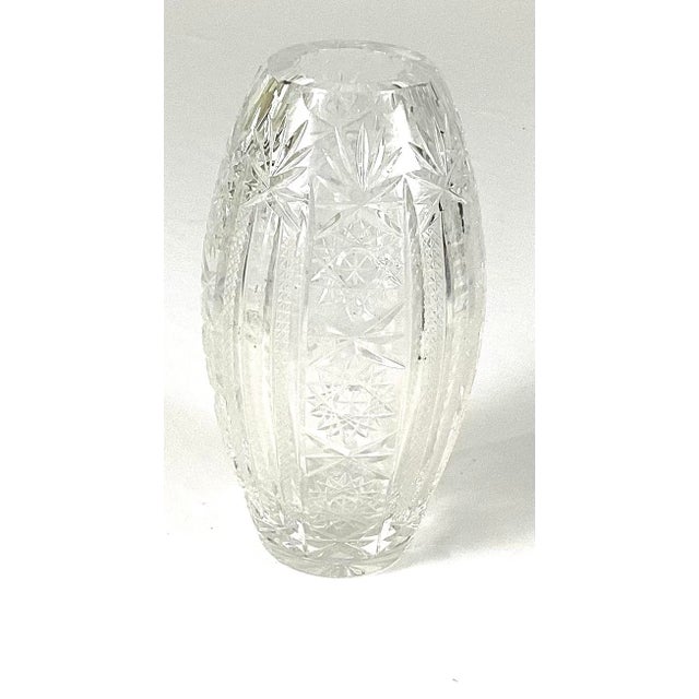 1960s Oval Cut Glass Vase For Sale - Image 4 of 6
