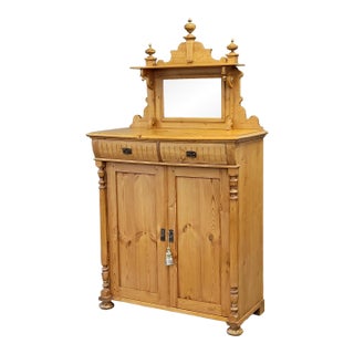 Antique Circa 1880 Swedish Pine Sideboard Buffet With Original Mirror For Sale