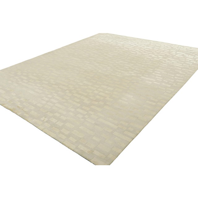 Rug & Kilim Rug & Kilim’s Modern Rug in White With Beige Geometric Patterns For Sale - Image 4 of 7