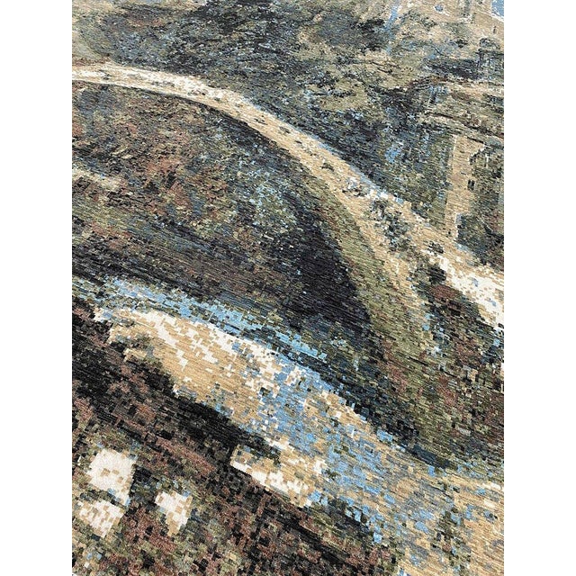 Blue Handwoven Modern Abstract Area Rug 10x14 For Sale - Image 8 of 10