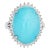 Mid 20th Century Egg Shell Blue Turquoise Diamond Ring Platinum Estate Large Cocktail Jewelry size 6 For Sale