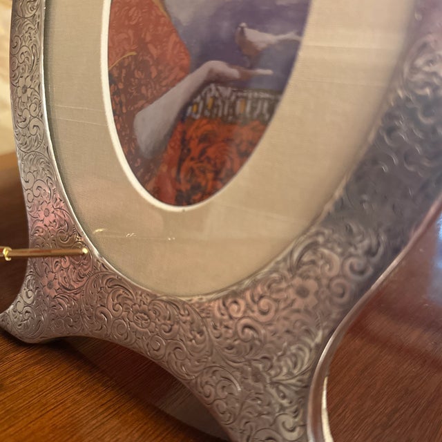 Antique Sterling Silver Oval Picture Frame For Sale - Image 4 of 8