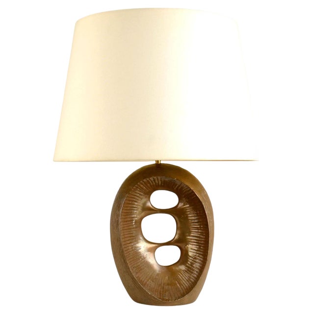 Brutalist Organic Bronze Table Lamp attributed to Robert Phandeve, 1970s For Sale