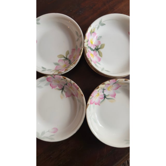 Noritake Antique, Early 20th Century Noritake Azalea Porcelain Berry Bowls, Set of Ten For Sale - Image 4 of 12