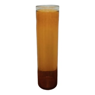 Mid 20th Century Tall Amber Glass Cylinder Vase For Sale