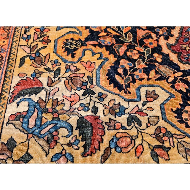 19th Century Persian Farahan Sarouk Rug, Hand-Knotted Wool, Floral Pattern, Navy & Plum Red, 4x6 For Sale - Image 14 of 18