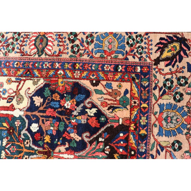 Green Antique Persian Bakhtiari Rug With Garden Design 7' X 11'6 For Sale - Image 8 of 12