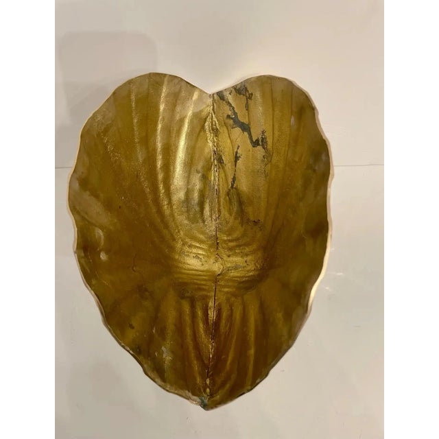 Brass XL Brass Nautical Seashell on Starfish Base Planter Sculpture For Sale - Image 8 of 12