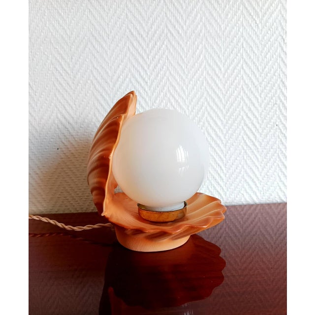 Vintage Seashell Lamp in Ceramic and Glass, 1980s For Sale - Image 3 of 7