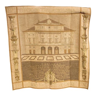 Horchow National Theater of Sao Carlos Portugal Woven Cream & Brown Tapestry For Sale