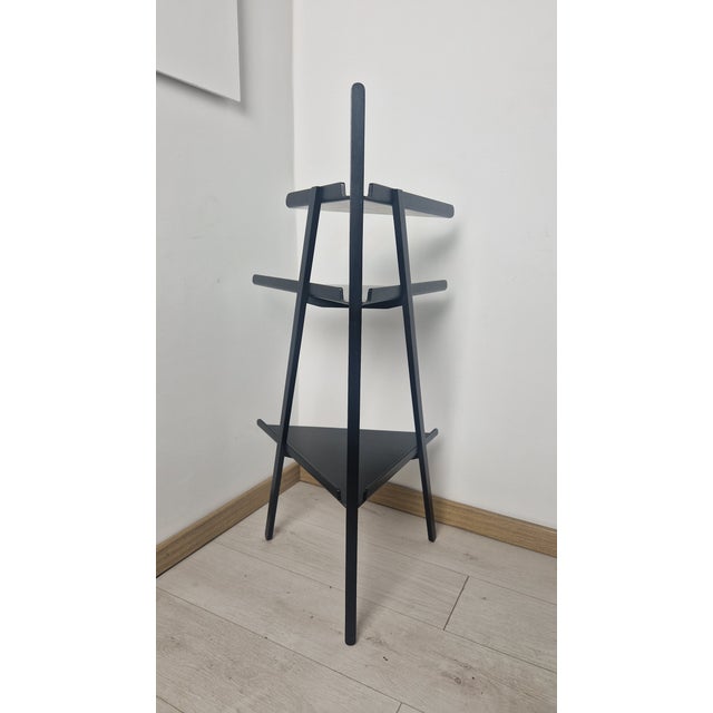 1980s Design Corner Unit, Trio Model, Black Lacquered Wood, by Achille Castiglioni for Interflex For Sale - Image 11 of 11