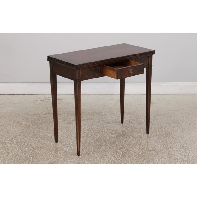 English Style Flip Top Mahogany Game Hall Table For Sale - Image 4 of 16
