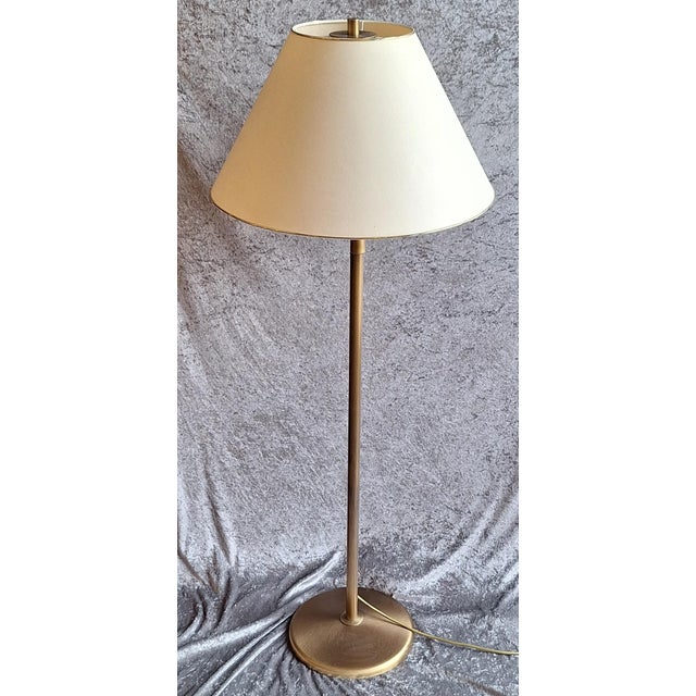 1980s Vintage Brass Floor Lamp with Cream Fabric Shade and Swivel Arm, 1980s For Sale - Image 5 of 10