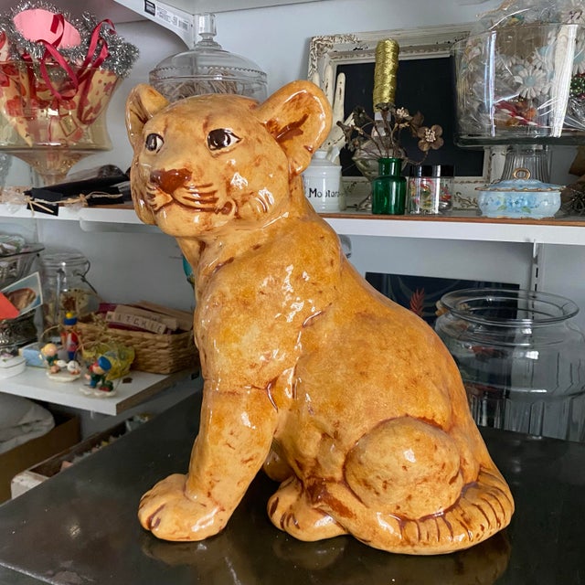 Art Deco Ceramic Lion Cub For Sale - Image 4 of 9