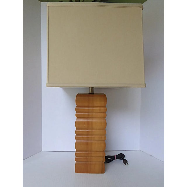 Organic Mid Century Modern Stacked Wood Table Lamp 1960s For Sale - Image 11 of 12