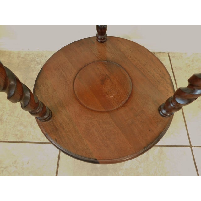 Vintage Yellow Ironstone Wash Bowl Basin & Pitcher With Wood Spiral Barley Twist Stand 3pc Set