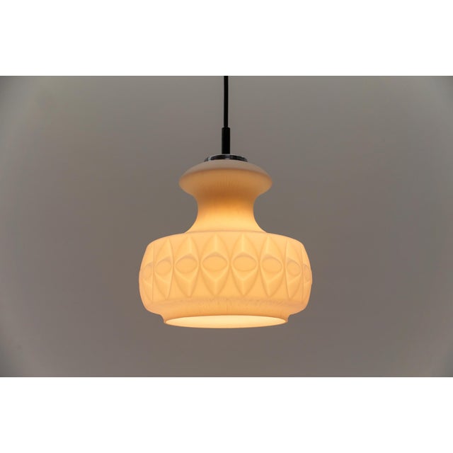 White 3D Glass Hanging Lamp by Peill & Putzler, 1960s For Sale - Image 10 of 11