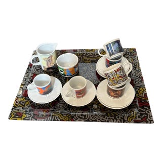 1990s Modern Coffee Service and Serving Tray Cafè Des Arts by Lavazza For Sale
