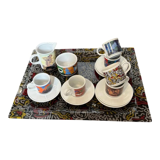 1990s Modern Coffee Service and Serving Tray Cafè Des Arts by Lavazza For Sale