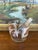 Vintage Mid-Century Modern Ice Bucket With Ducks in Flight and Oak Leaf Motif, Gold Rim, and Stainless Steel Tongs - 2 pcs For Sale - Image 4 of 9