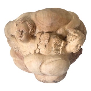 Baroque Linden Wood Angel Wall Shelf, 1980 For Sale