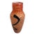 Hand-Blown Orange Art Glass Vase With Black Swirl Accent For Sale