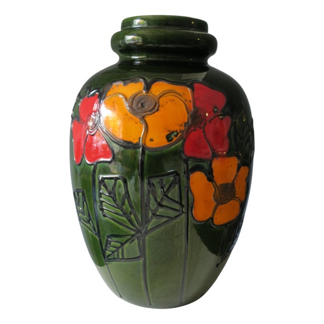 Large Vintage Brutalist Ceramic Floor Vase, 1960s For Sale