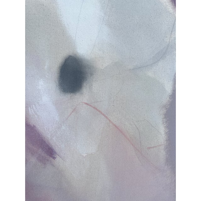 Salmon "Half-Past Six" Large Lyrical Abstraction Painting in Blush, Slate Blue & Deep Teal by Stacey Warnix For Sale - Image 8 of 8