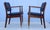 1960's Walnut Armchairs With Blue Leather Upholstery - A Pair For Sale - Image 12 of 12