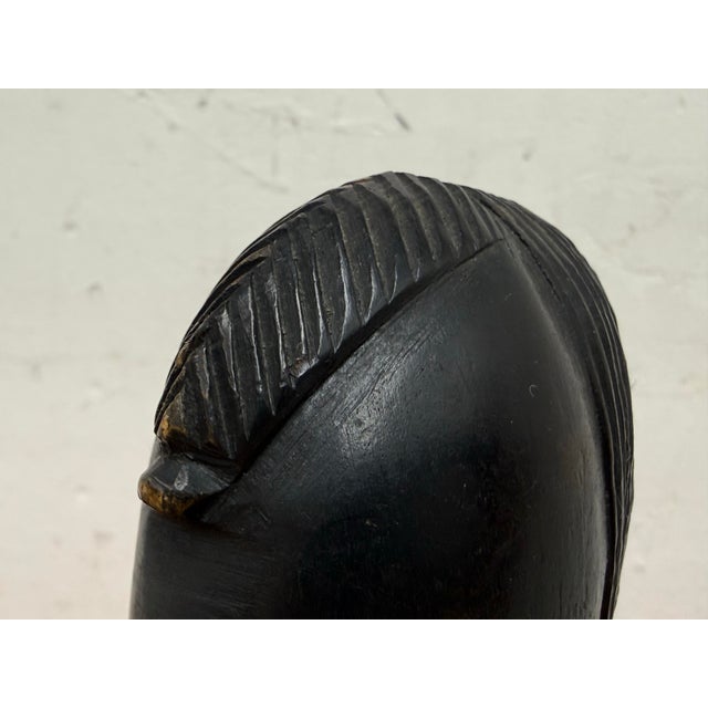 Wood African Hand Carved Wood Head Sculpture For Sale - Image 7 of 12
