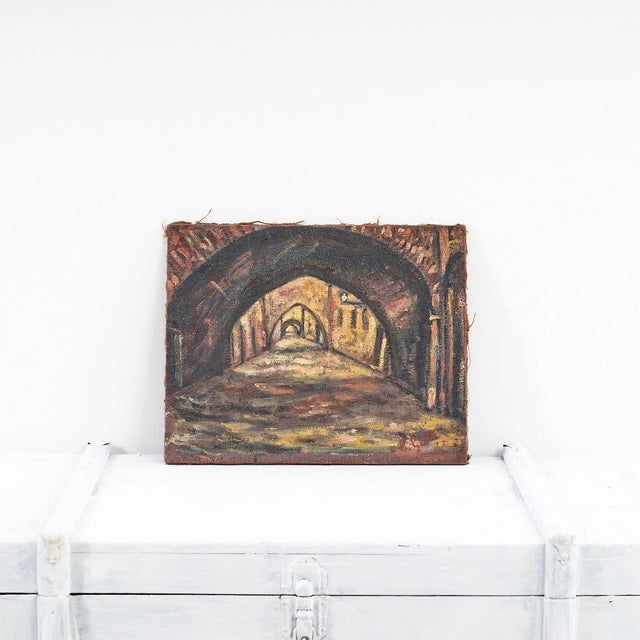 Cesare Giatti, Tunnel Painting, 1970s, Oil on Panel For Sale - Image 5 of 5