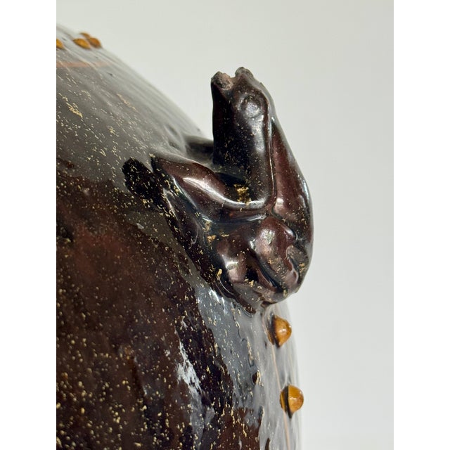 19th Century Large Glazed Ceramic Martaban Jar From Burma For Sale In Palm Springs - Image 6 of 16