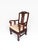 A beautifully crafted vintage Chinoiserie horseshoe armchair featuring an intricately carved openwork back with...