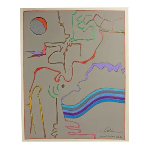 1982 “Partial Eclipse” Mixed Media Painting by Harry Hilson