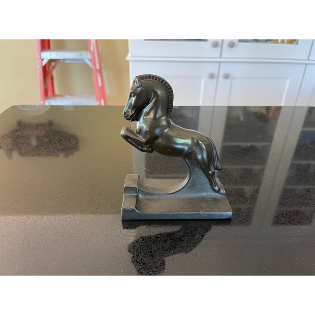 Art Deco Vintage Bronze Horse Bookend by Dodge Inc For Sale - Image 3 of 5