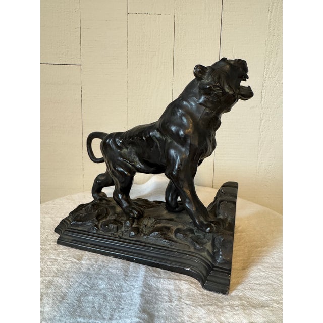 Art Deco 1920s Art Deco “Roar of the Tiger” Ronson Bookend Sculpture For Sale - Image 3 of 12