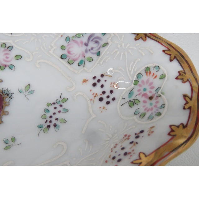 Gilt Hand Painted Flowers Raised Design Trinket Bowl 4594b For Sale - Image 15 of 18