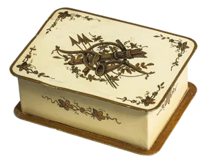 Neat Vintage French Hand Painted Pressed Metal Trinket Jewelry Desk Box Home Decor