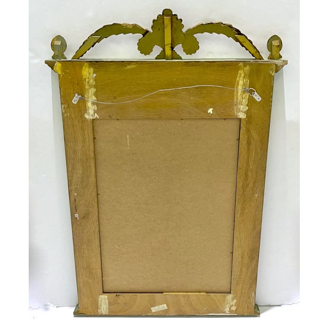 1970s Vintage Provincial French Parcel-Gilt Trumeau Mirror in Green & Gold Deco For Sale - Image 9 of 12