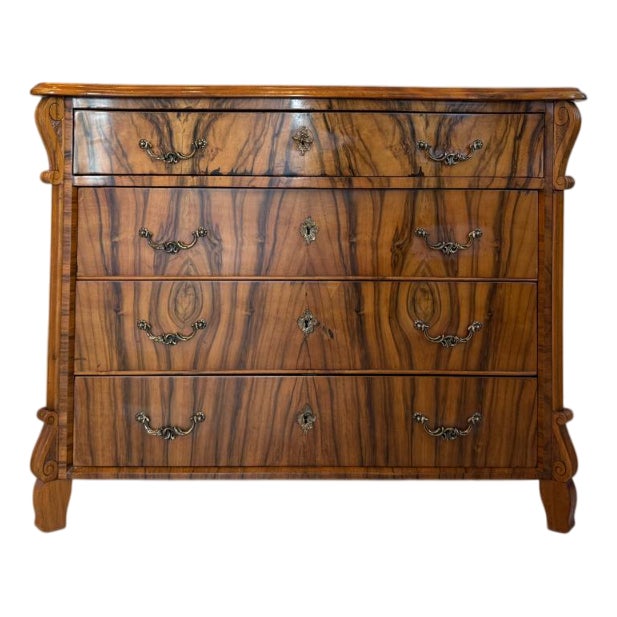 Biedermeier Walnut Veneered Chest of Drawers For Sale