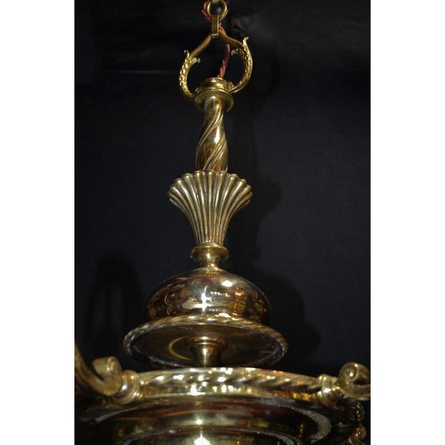 Art Deco French Brass Five-Light Chandelier with Opaline Glass Shades, 1920s For Sale - Image 16 of 18