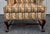 Vintage Queen Anne Wingback Chair Mahogany Cabriole Leg Striped Tapestry Floral For Sale - Image 4 of 15