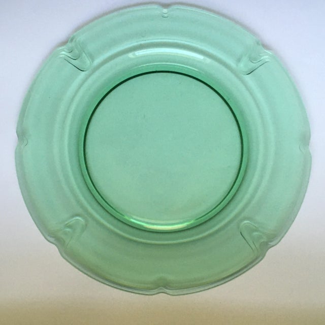 1930's Duncan Miller "Puritan "Green Glass Platter For Sale - Image 13 of 13
